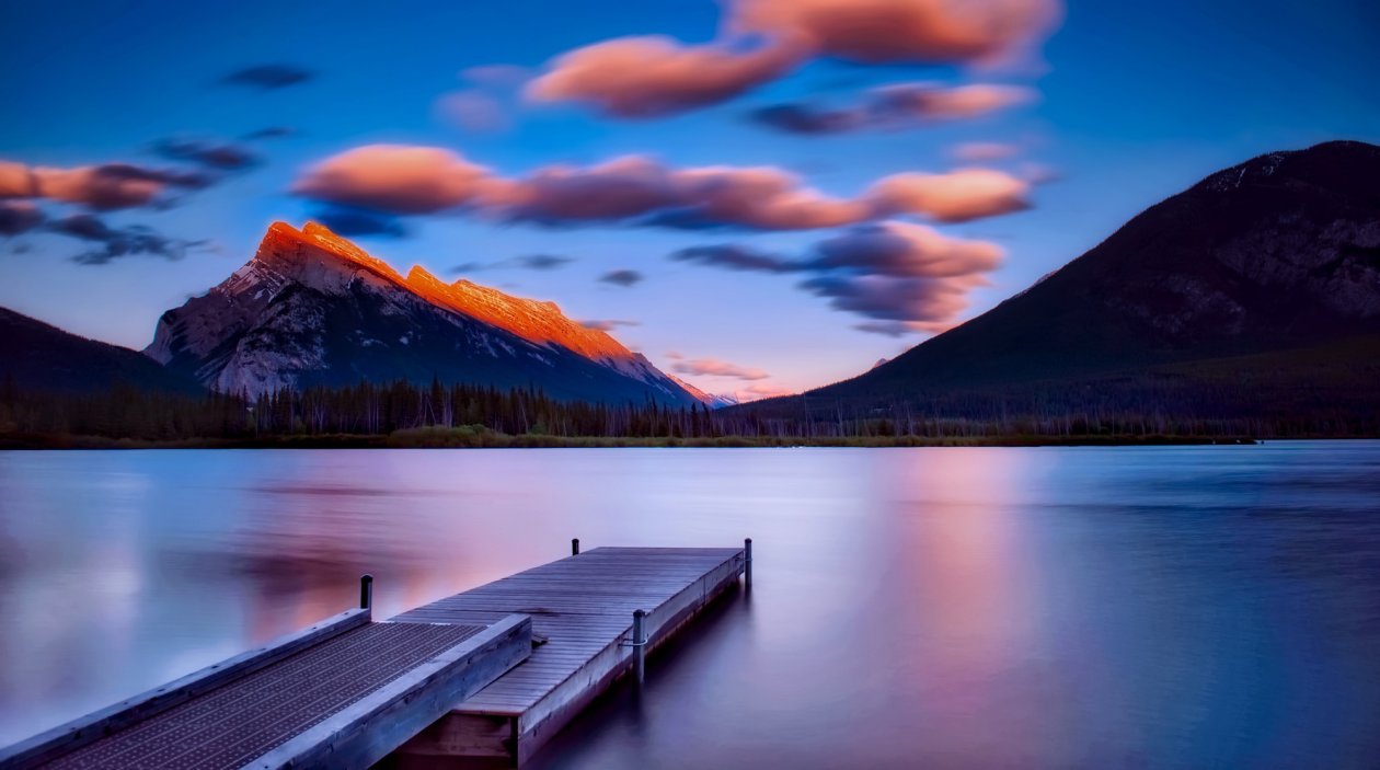 Dock Side Mountains Sky Landscape