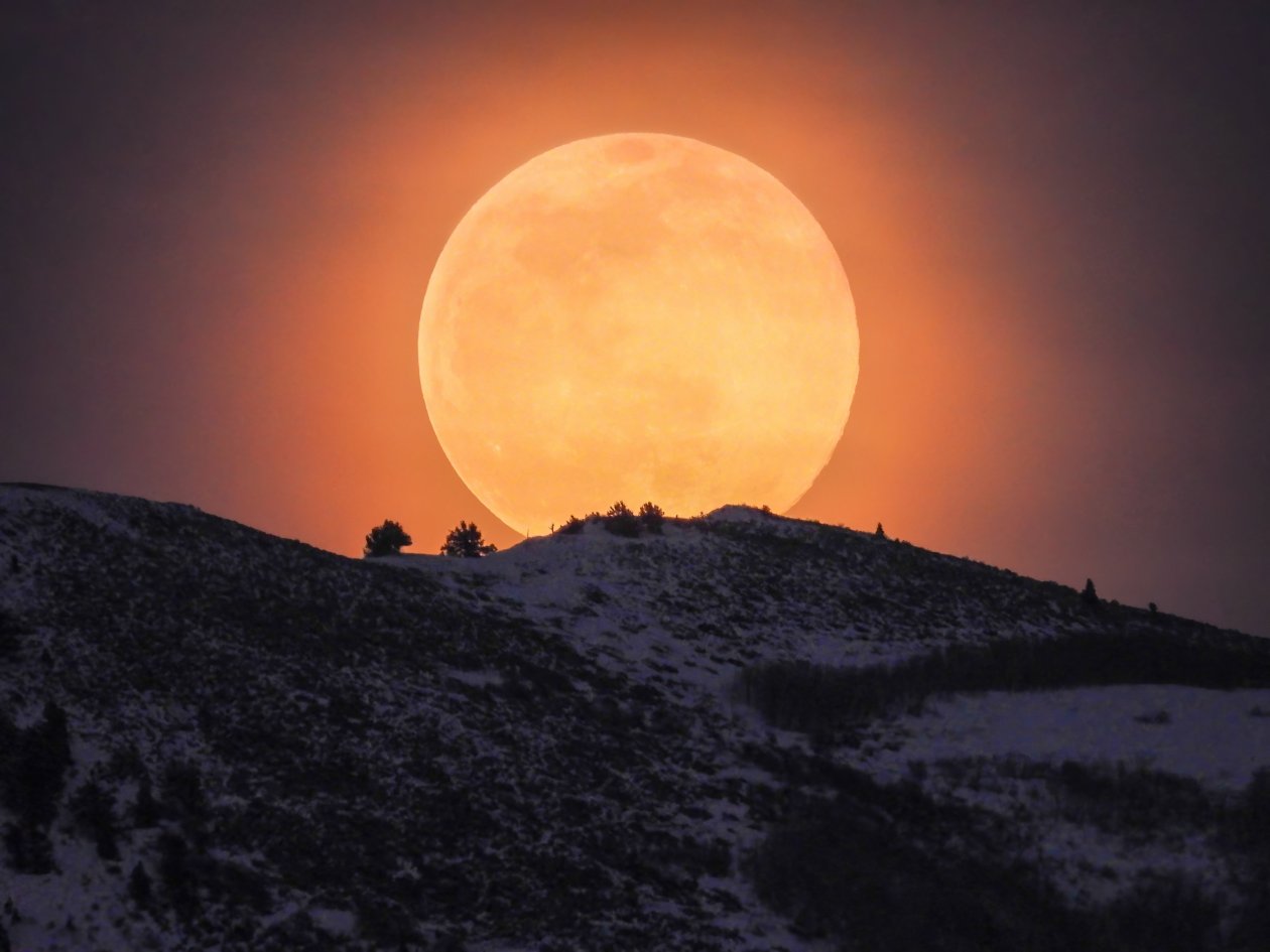 Moon Rising Over The Wasatch Mountains