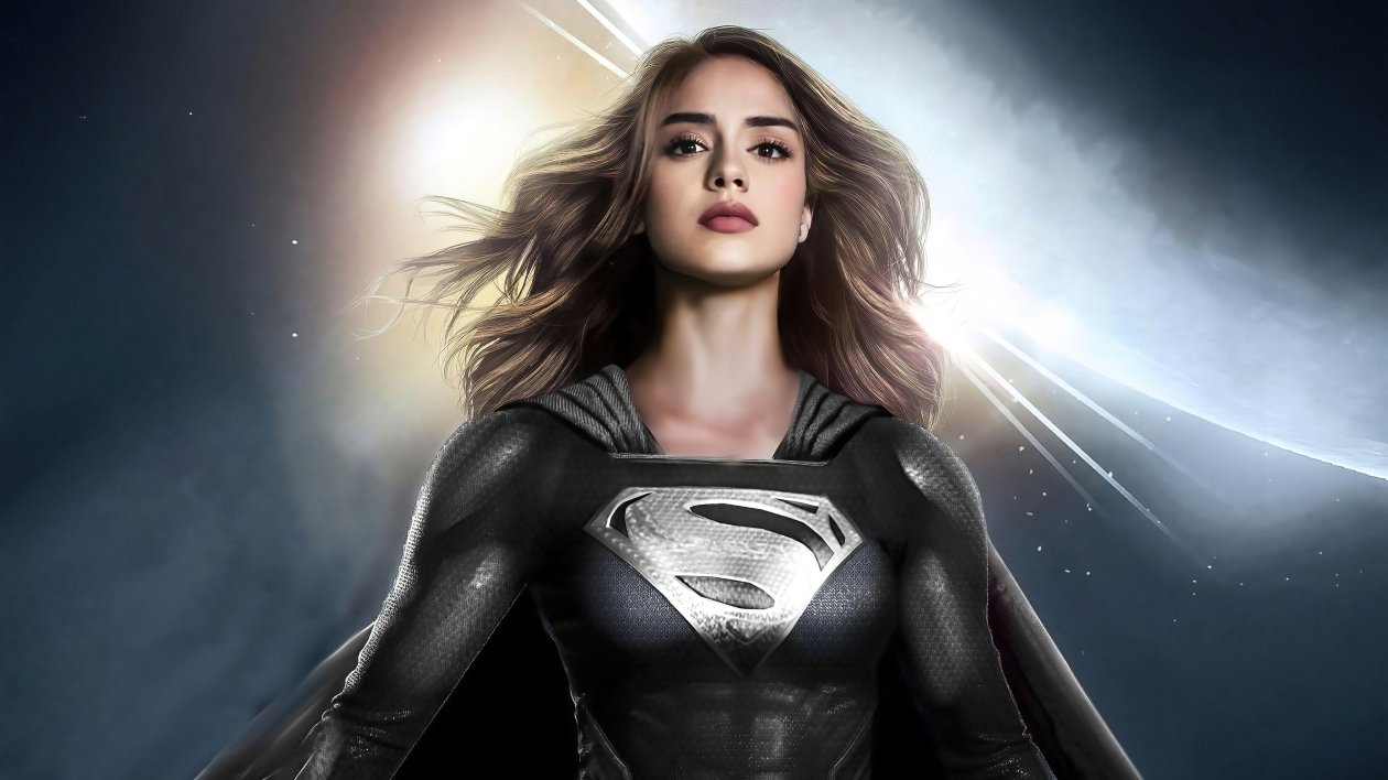 Sasha Calle Supergirl Fan Art Black Suit 4k