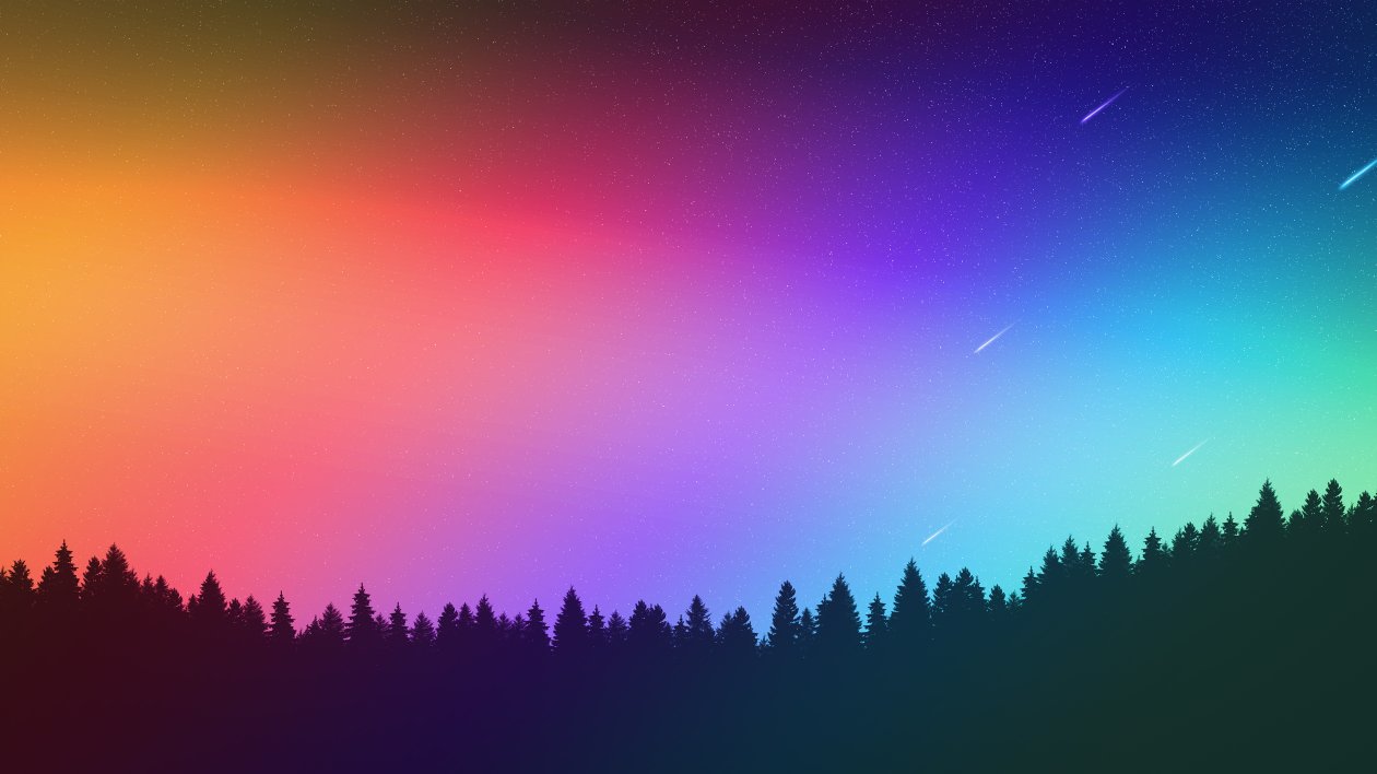 Open Sky Trees Aurora 4k