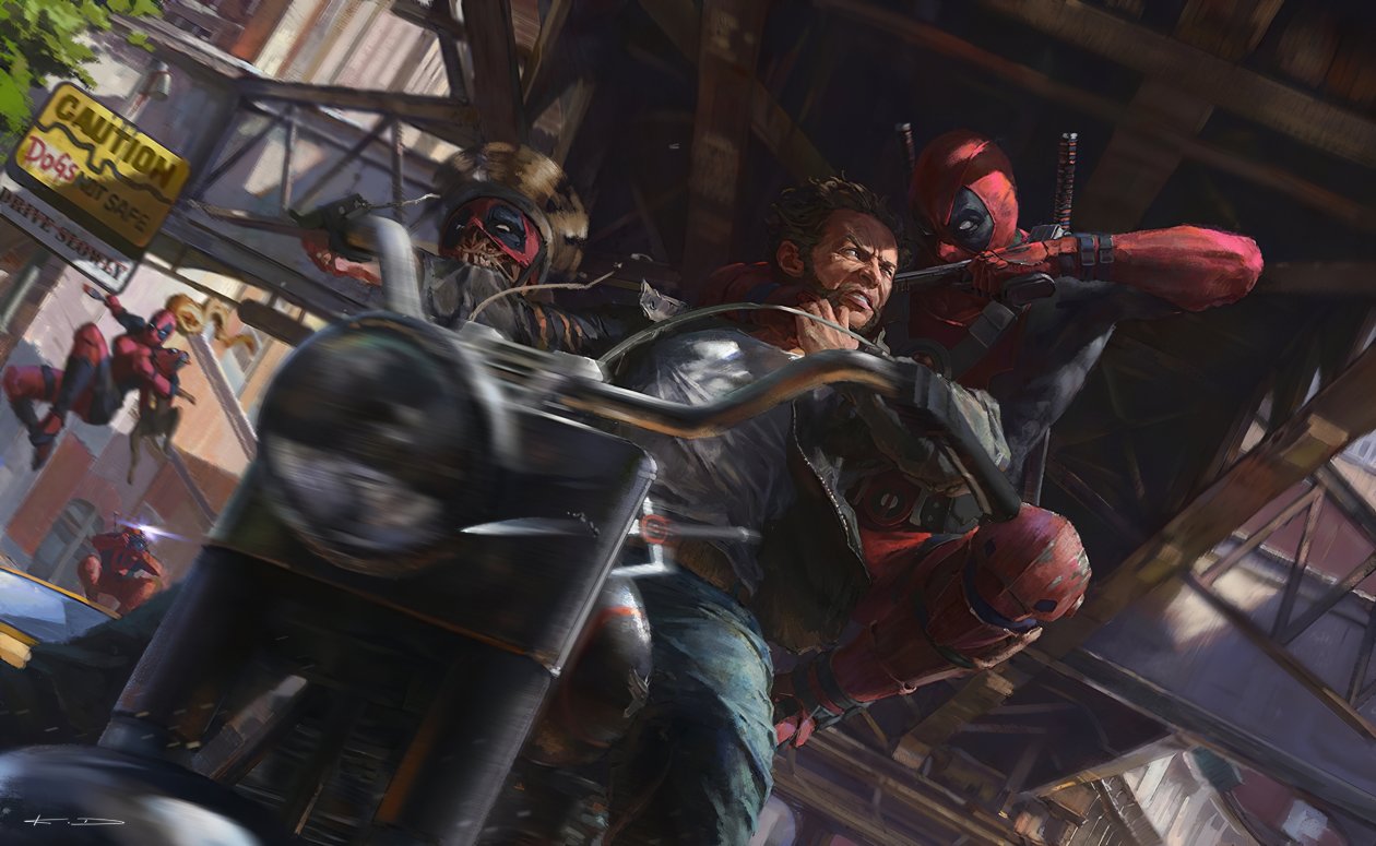 Wolverine Vs Deadpool On Bike Fight