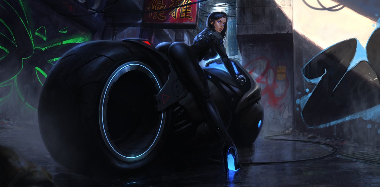 Hot Girl On Tron Bike Artwork