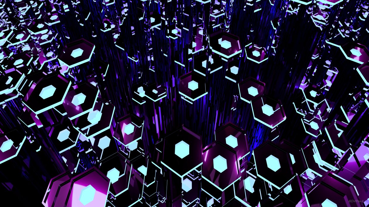 Deep Purple Tron Hexagons 8k
