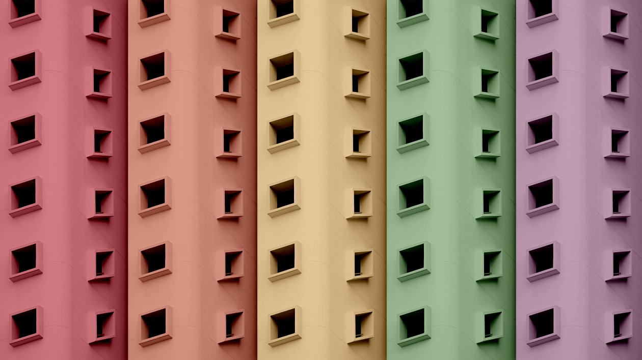 Buildings Colorful Minimal 5k