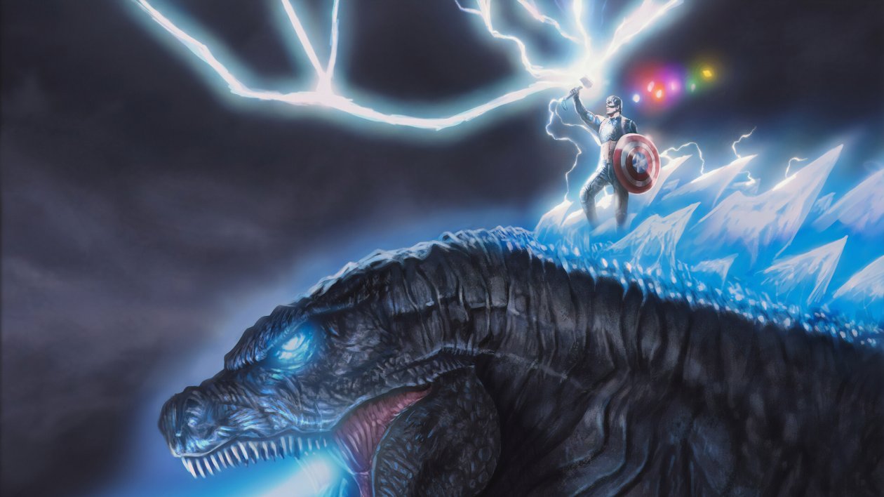 Captain America On Godzilla