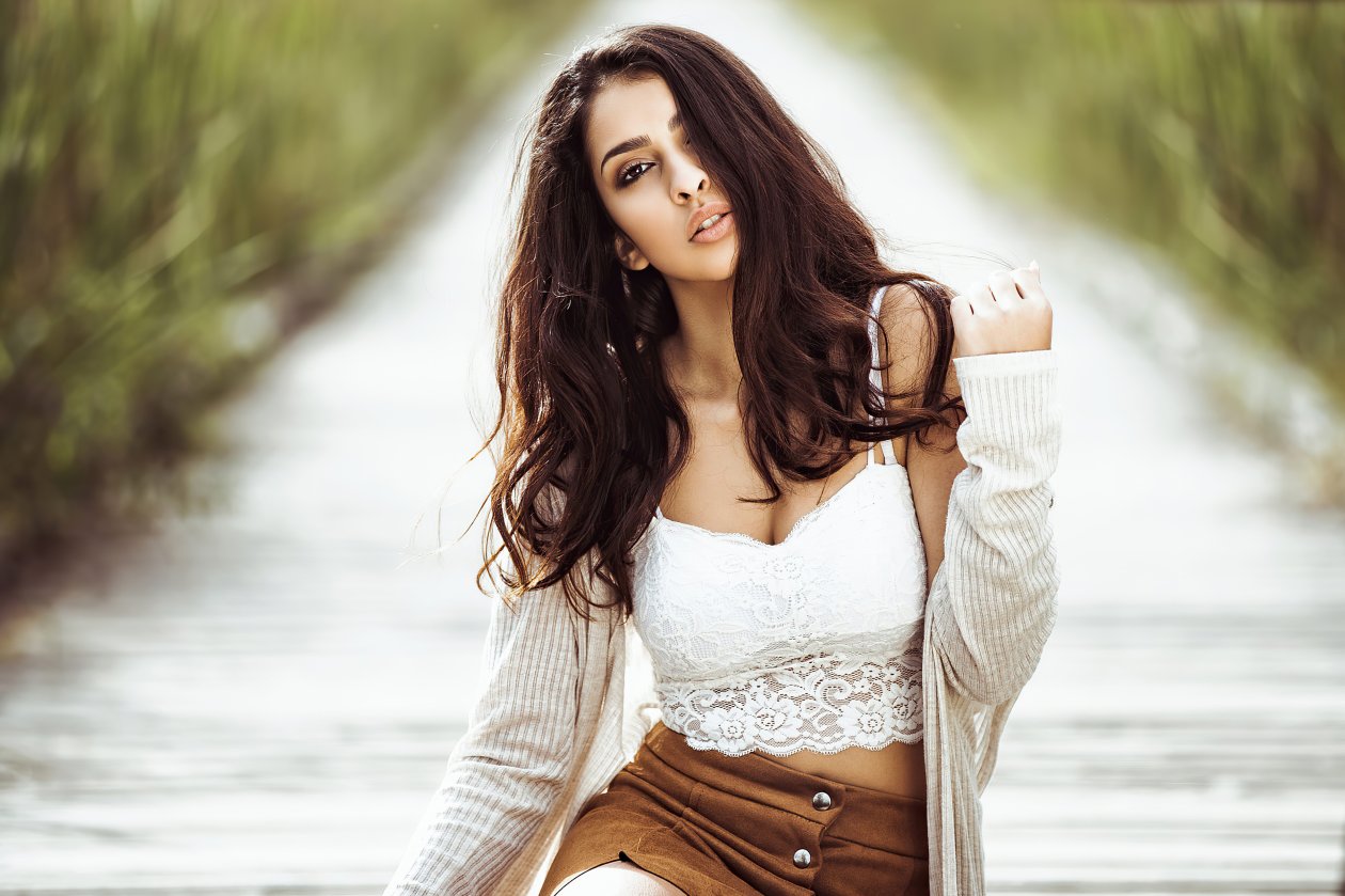 Girl Hair On Face Field 4k