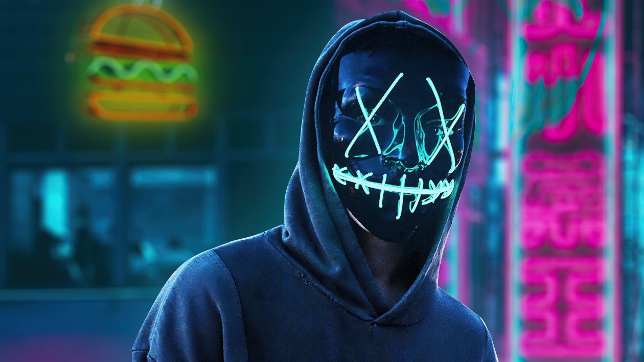 Black Mask Hoodie Boy In City 4k