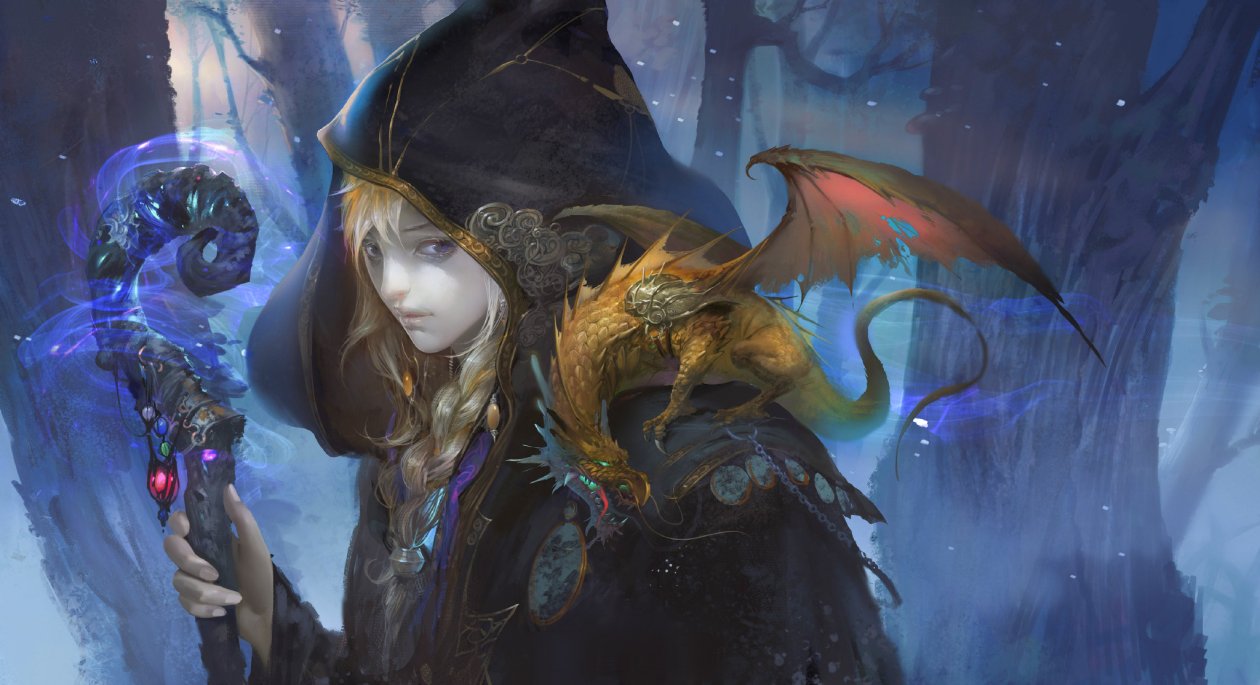 Magic Girl With Dragon