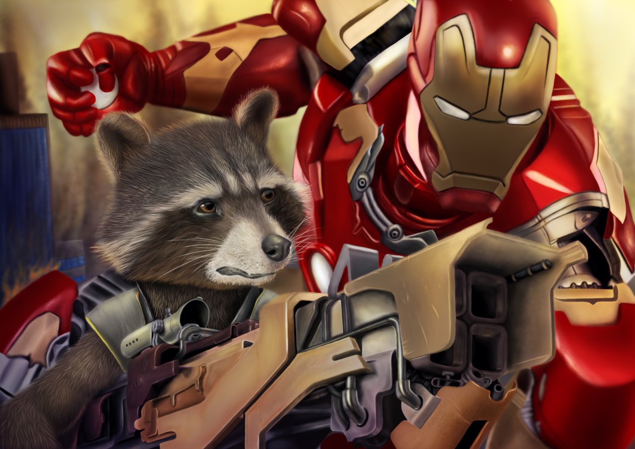 Rocket Raccoon And Iron Man Digital Art