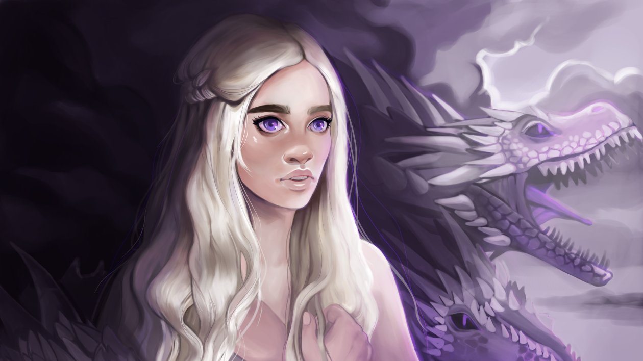 Daenerys Targayen With Dragons Artwork 5k