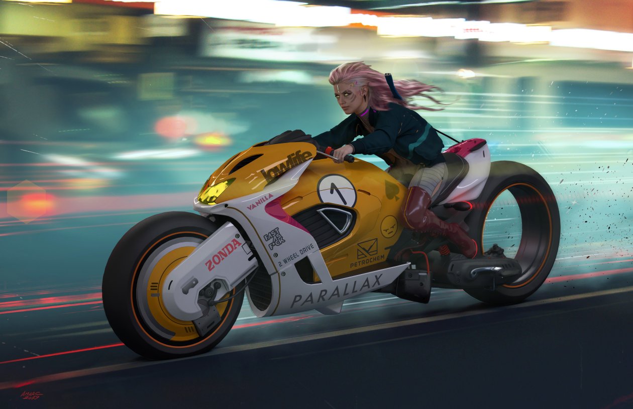 Cyberpunk Zonda Parallax Bike 4k