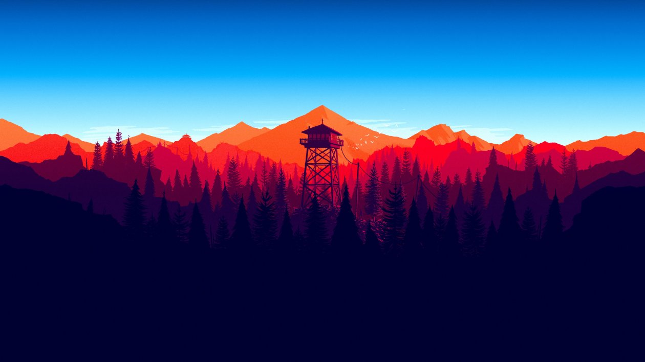 Firewatch Forest Mountains Minimalism 4k