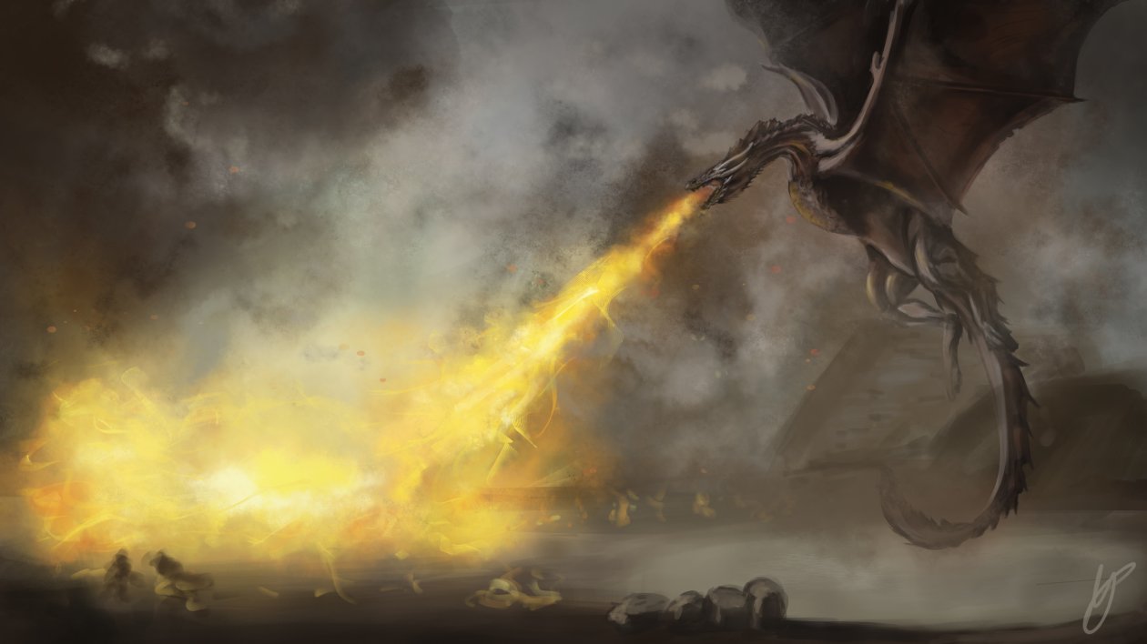 Dragon Throwing Flame 4k