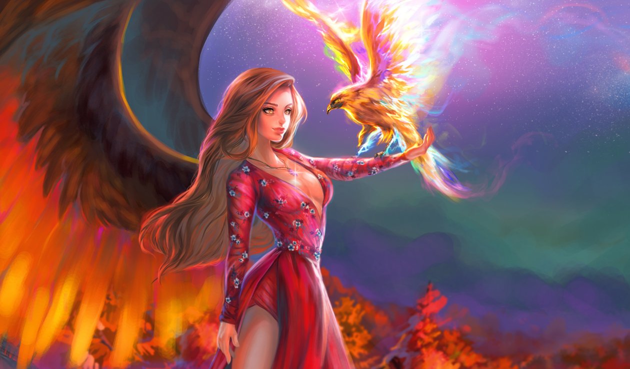 Fantasy Girl With Phoenix