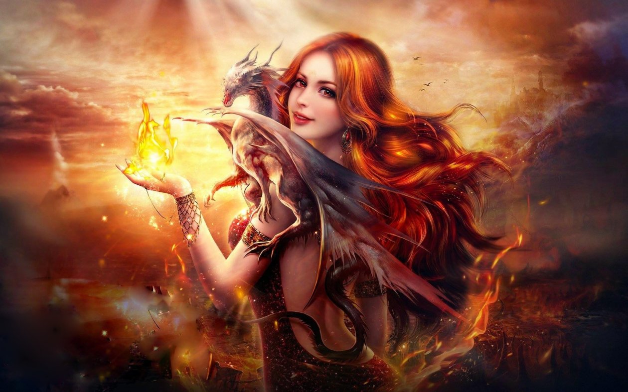 Fantasy Girl Dragon Fire