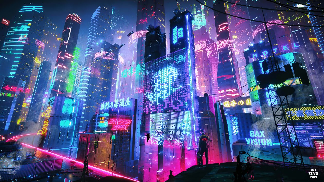 Colorful Neon City 4k