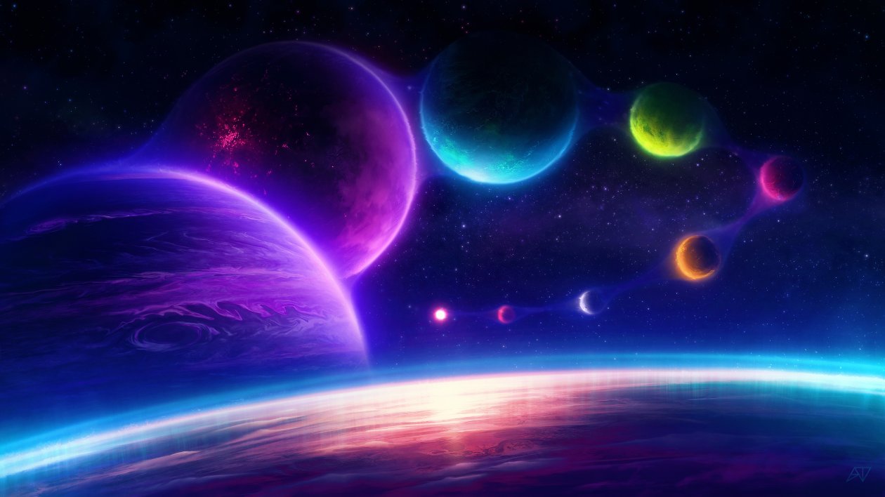 Colorful Planets Chill Scifi Pink 4k