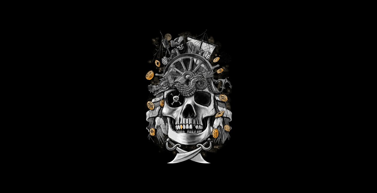 Dark Gold Skull 4k