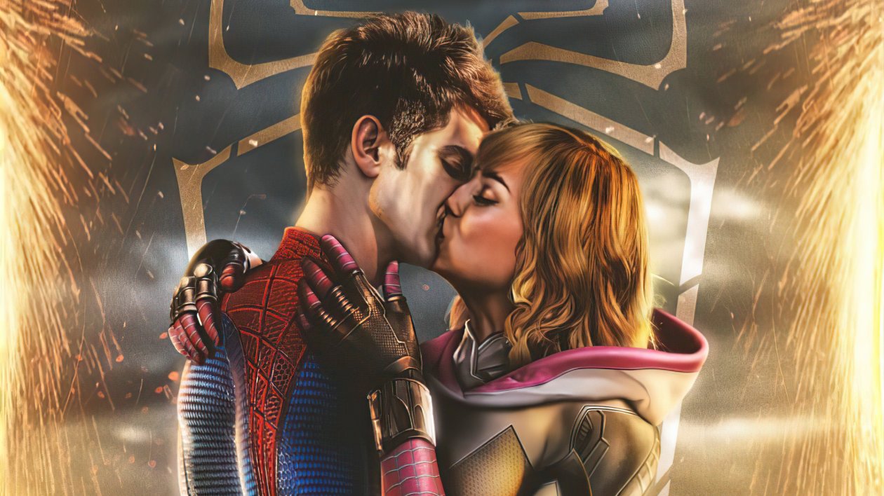 Spiderman And Gwen Stacy Kissing 4k