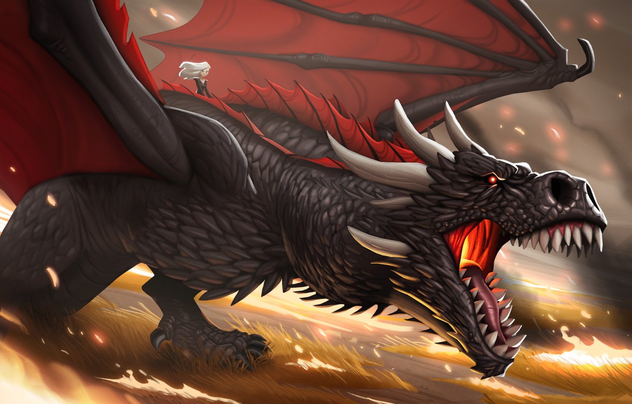 Khaleesi And Dragon Cartoon Artwork