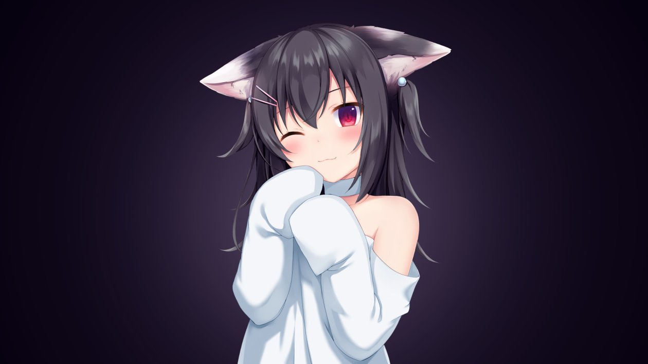 Anime Girl Cat Ears 4k
