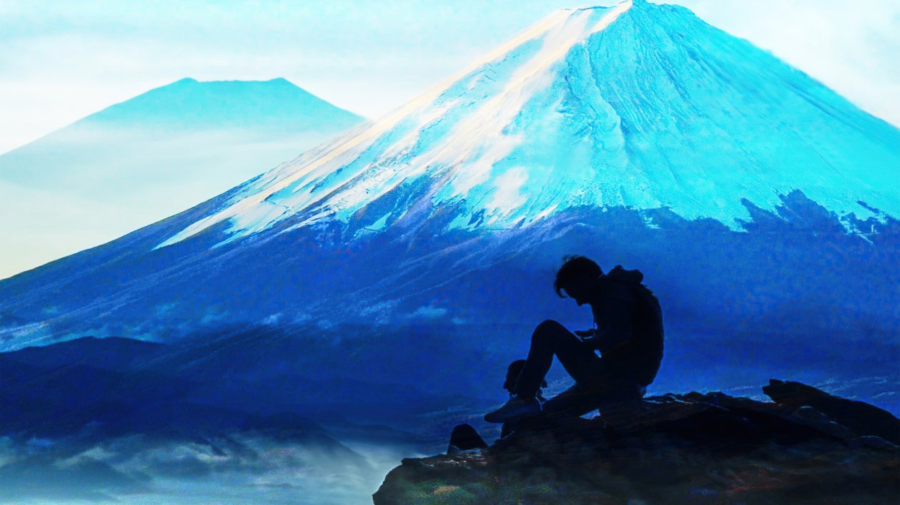 Alone Boy Sitting At Mountain Cliff 4k