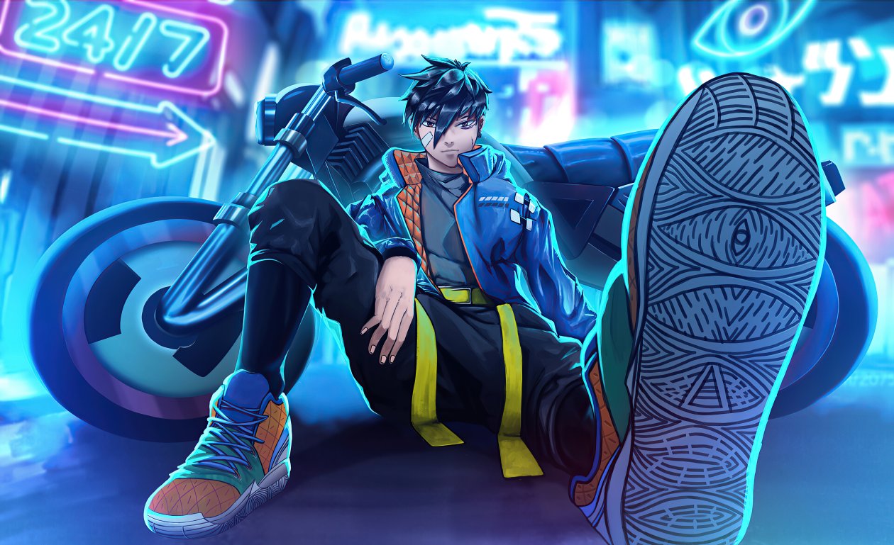 Neon City Biker Boy 4k