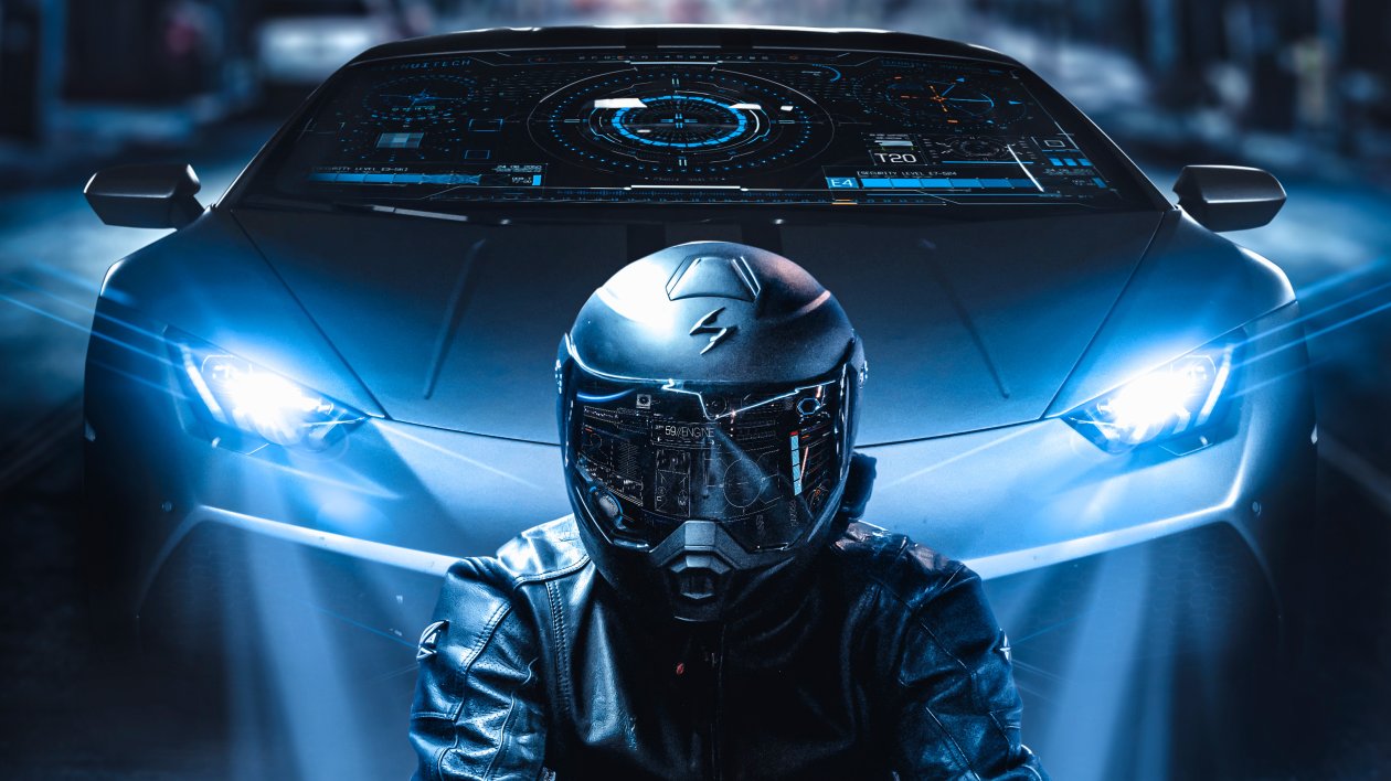 Scifi Biker Lamborghini 4k