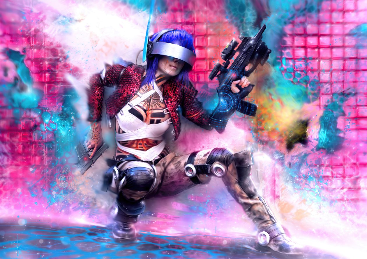 Cyberpunk Girl Guns Up 4k