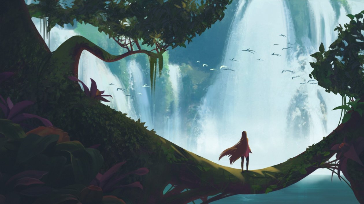 Girl Waterfall Fantasy Art