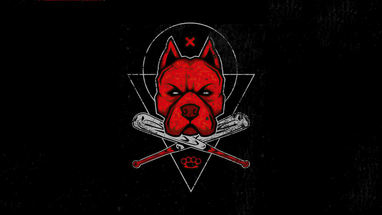 Red Pitbull Face Minimalist 4k