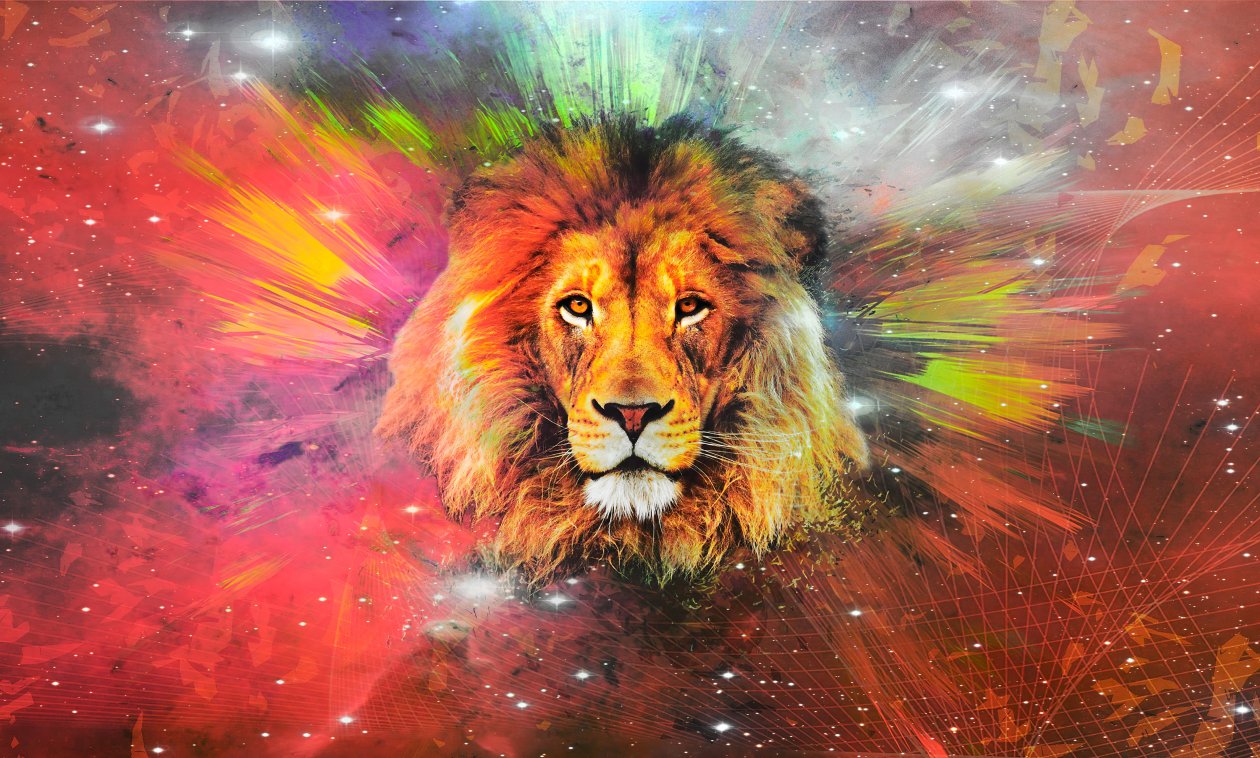Lion Galaxy Art 4k
