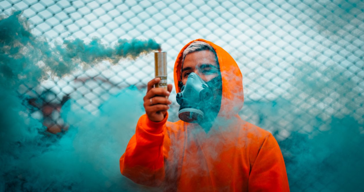 Orange Hoodie Guy With Smoke