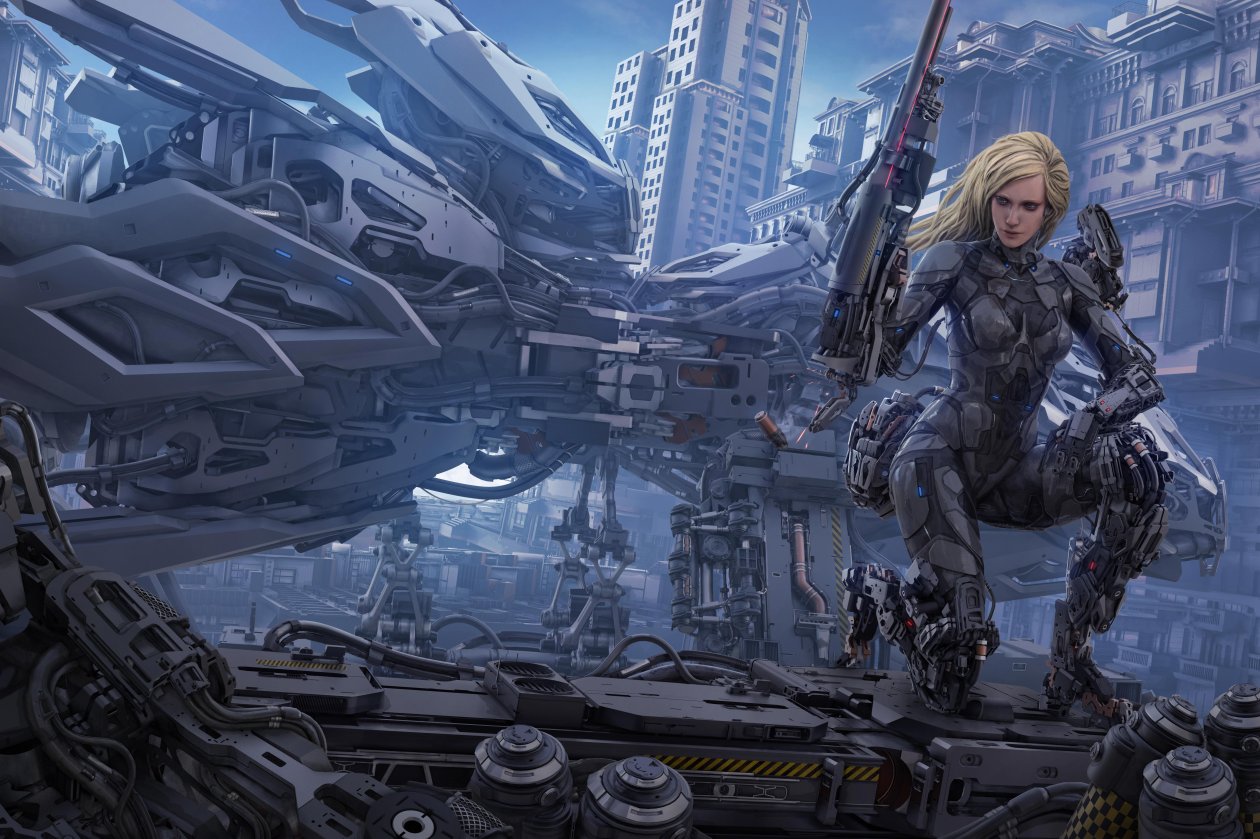 Blonde Cyborg Futuristic Girl
