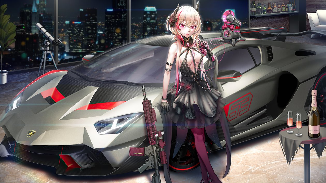Lamborghini Rider Anime Girl 4k