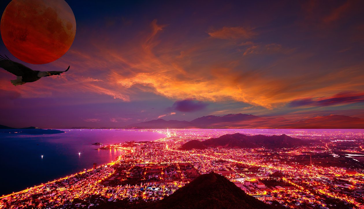 City Lights Sky Beach