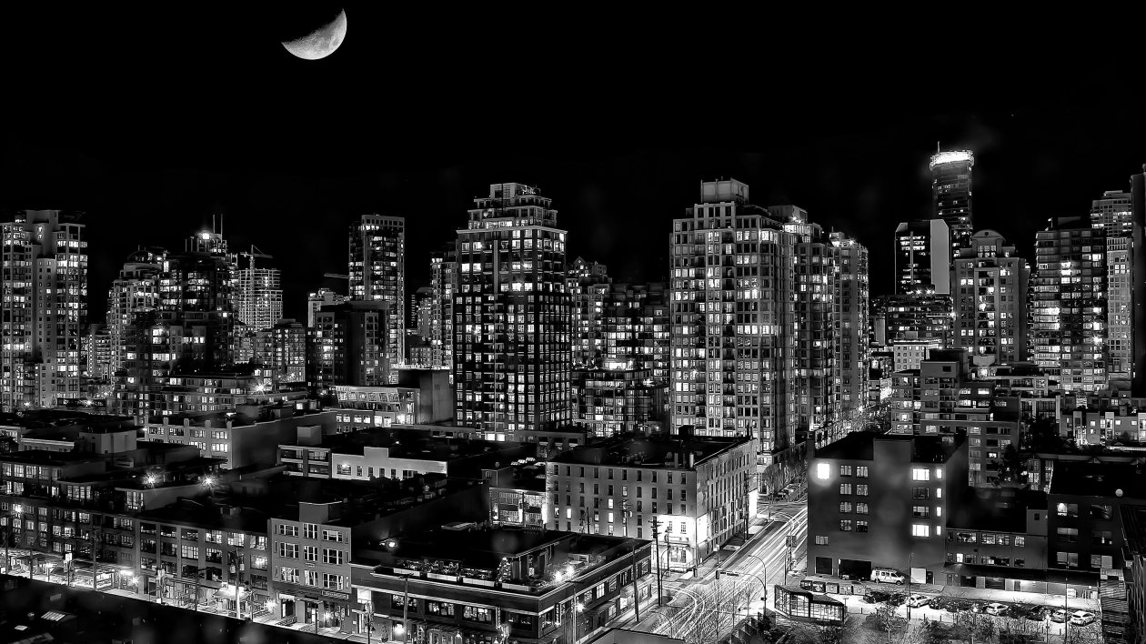 Black And White Vancouver City 4k