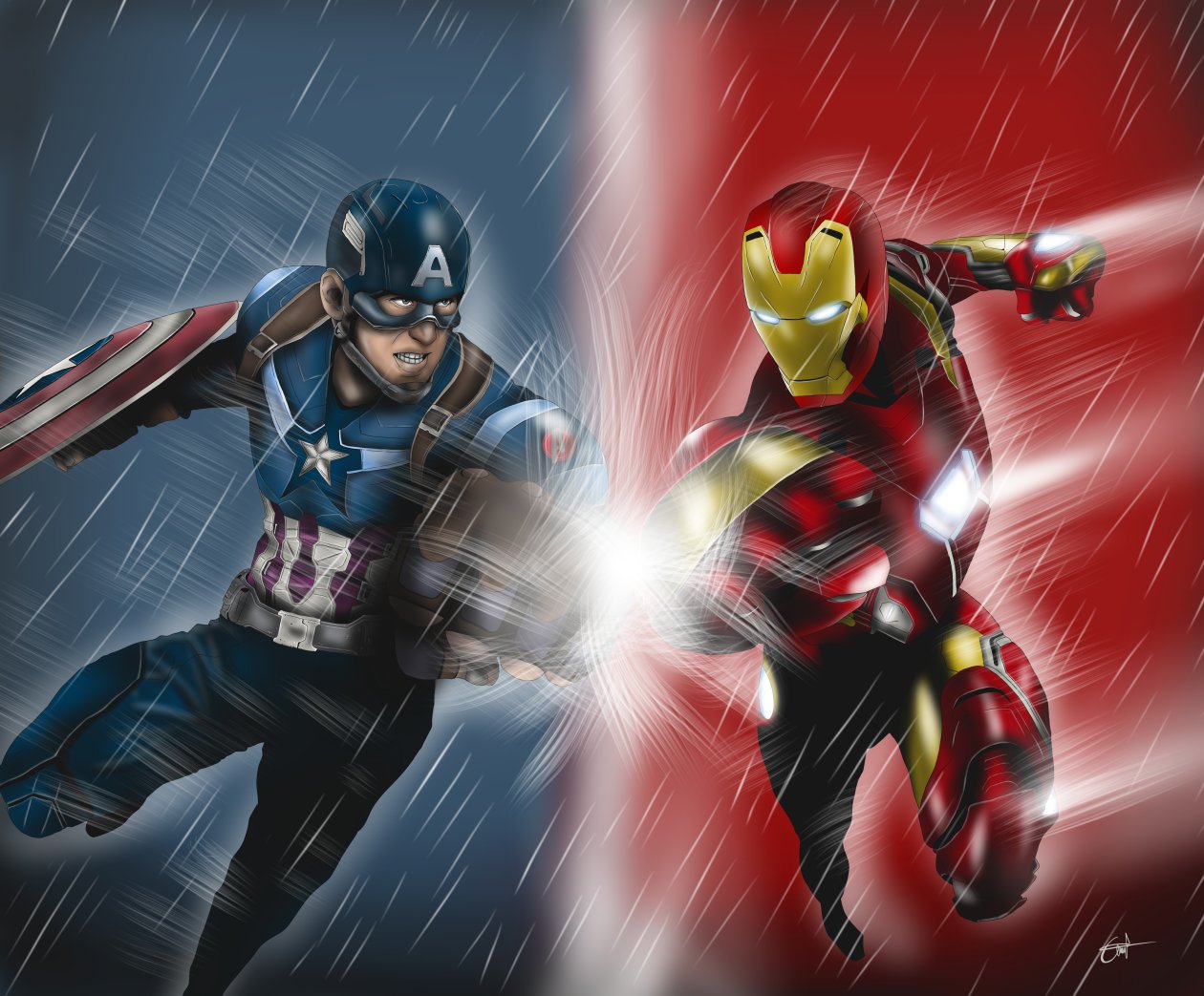 Captain America And Iron Man Artwork 5k