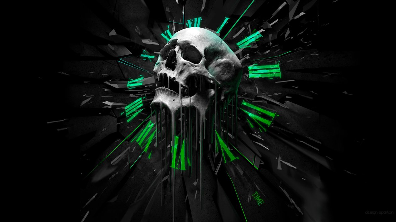Abstract Skull Clock