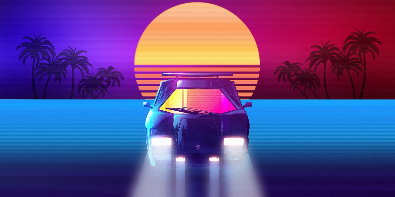 Lamborghini Countach Synhtwave 4k