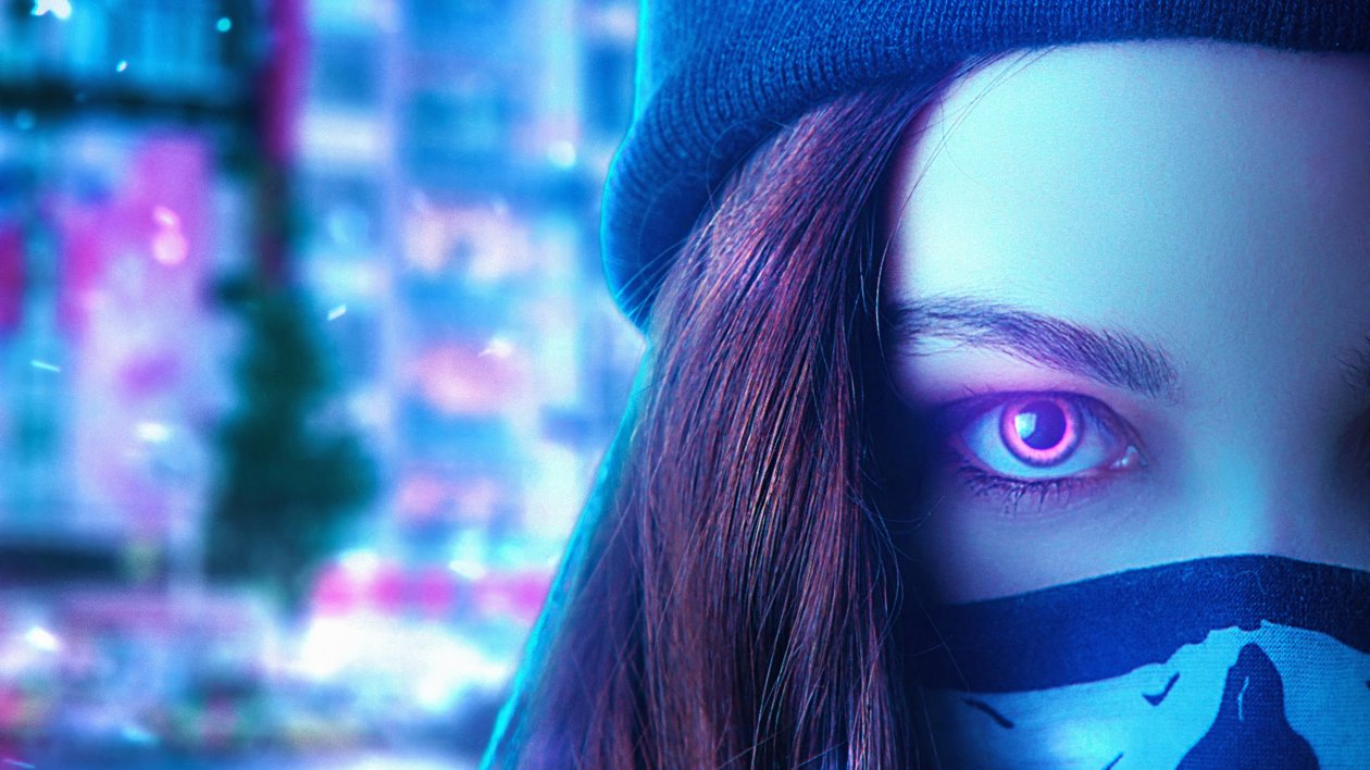Neon Eyes Girl 4k