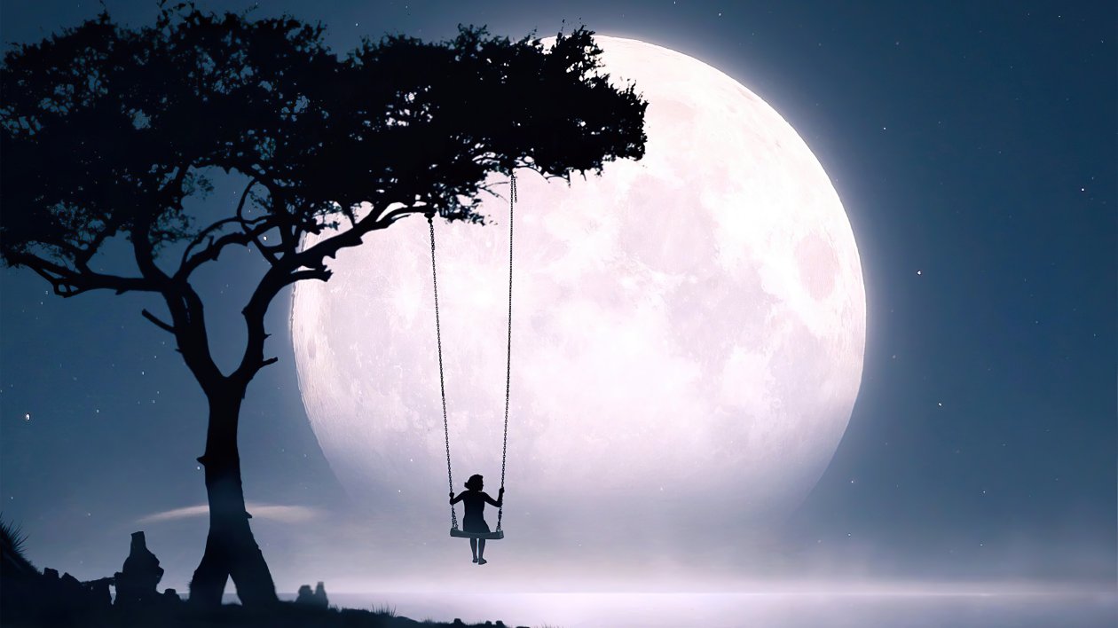 Swing Moon Girl Alone