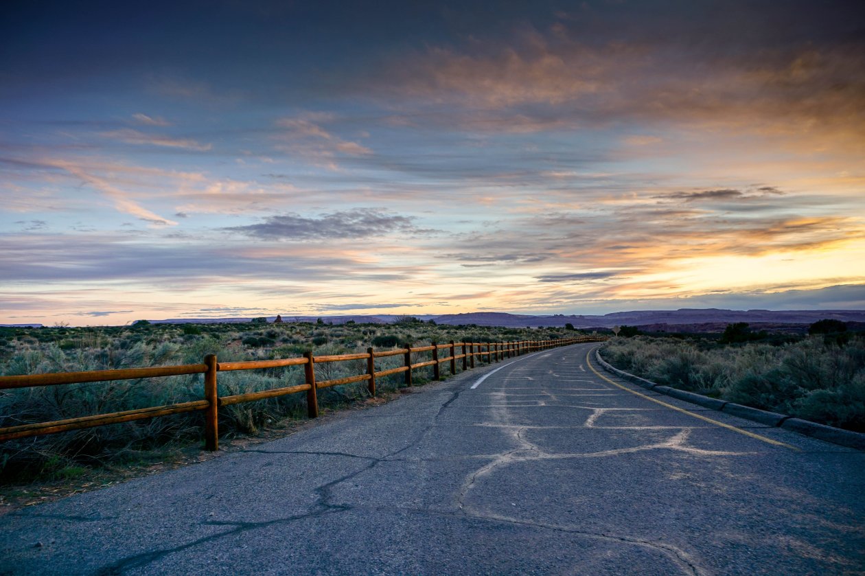 Sunset Open Road Colorful Sky