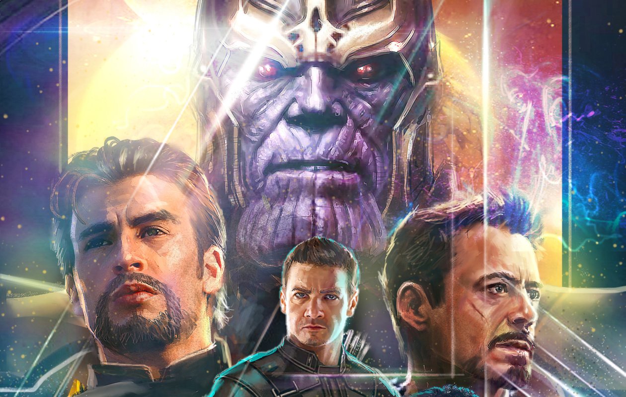 Thanos Iron Man Captain America Hawkeye In Avengers Infinity War Artwork