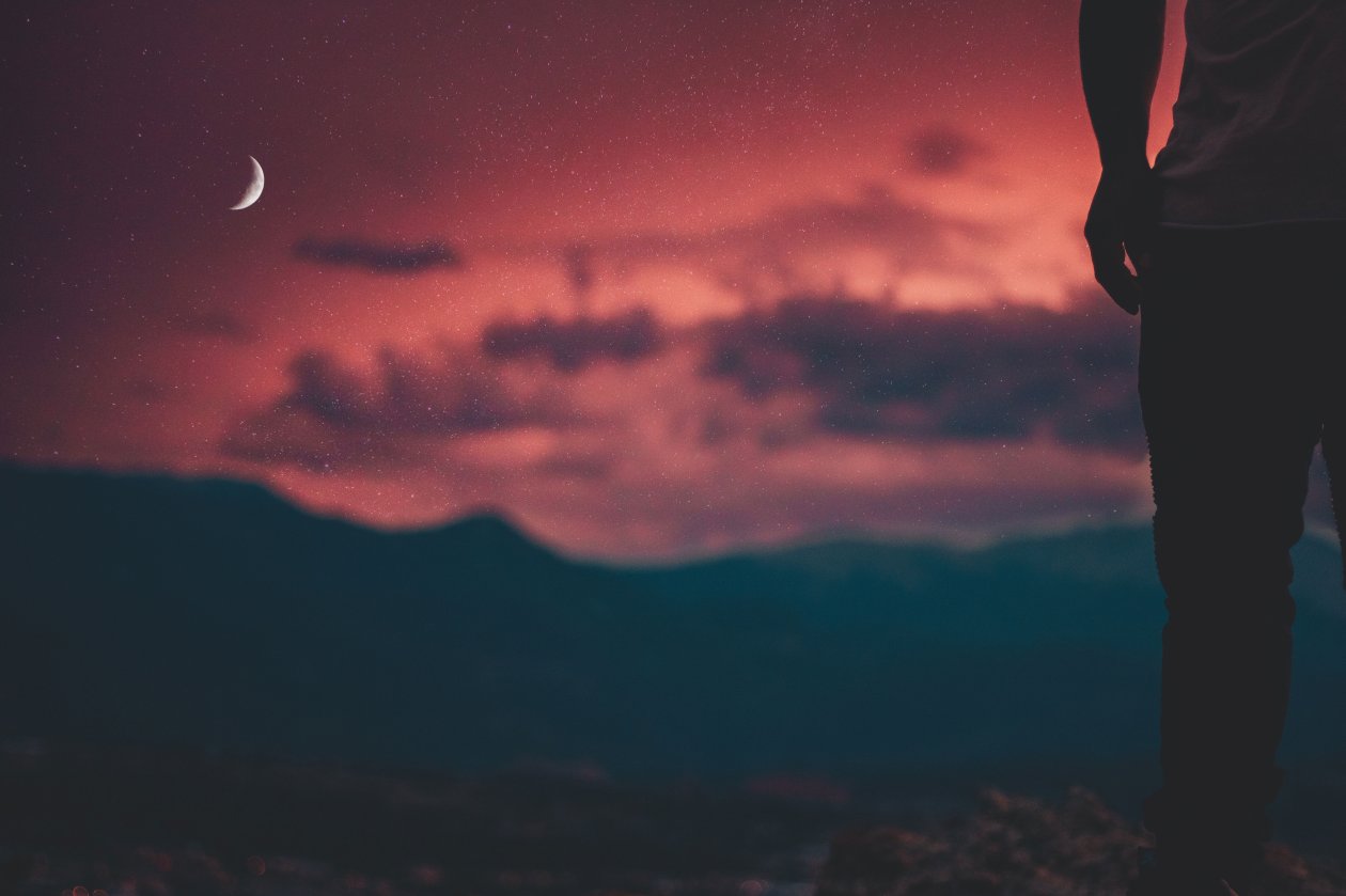 Sillouette Man Moon And Night