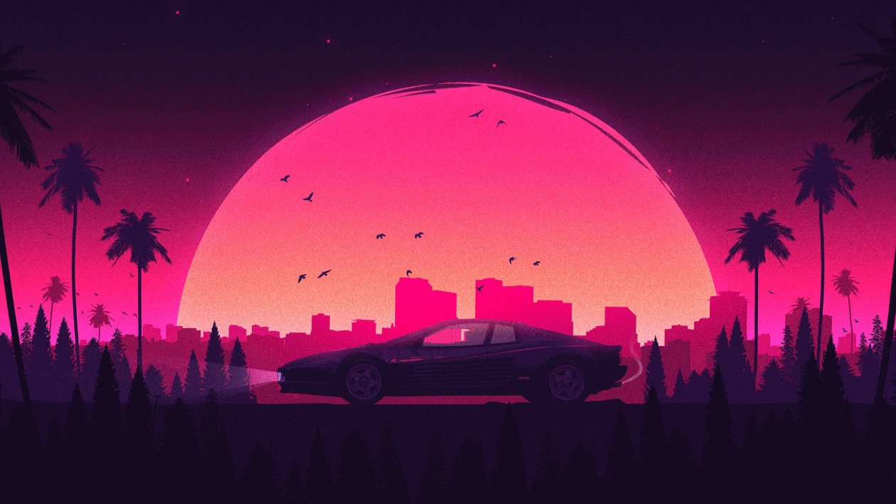 Pink Retro City Lamborghini