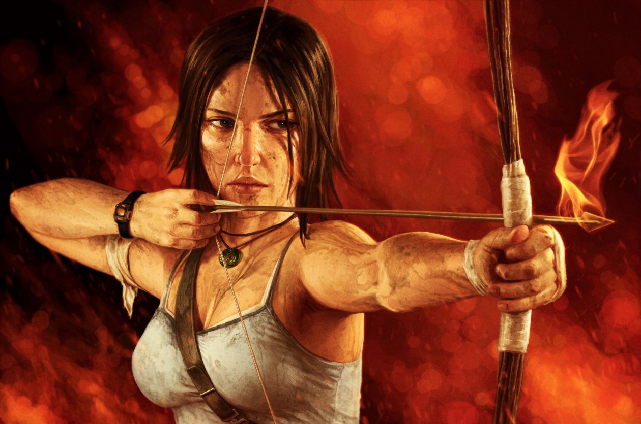 Fiery Lara Croft