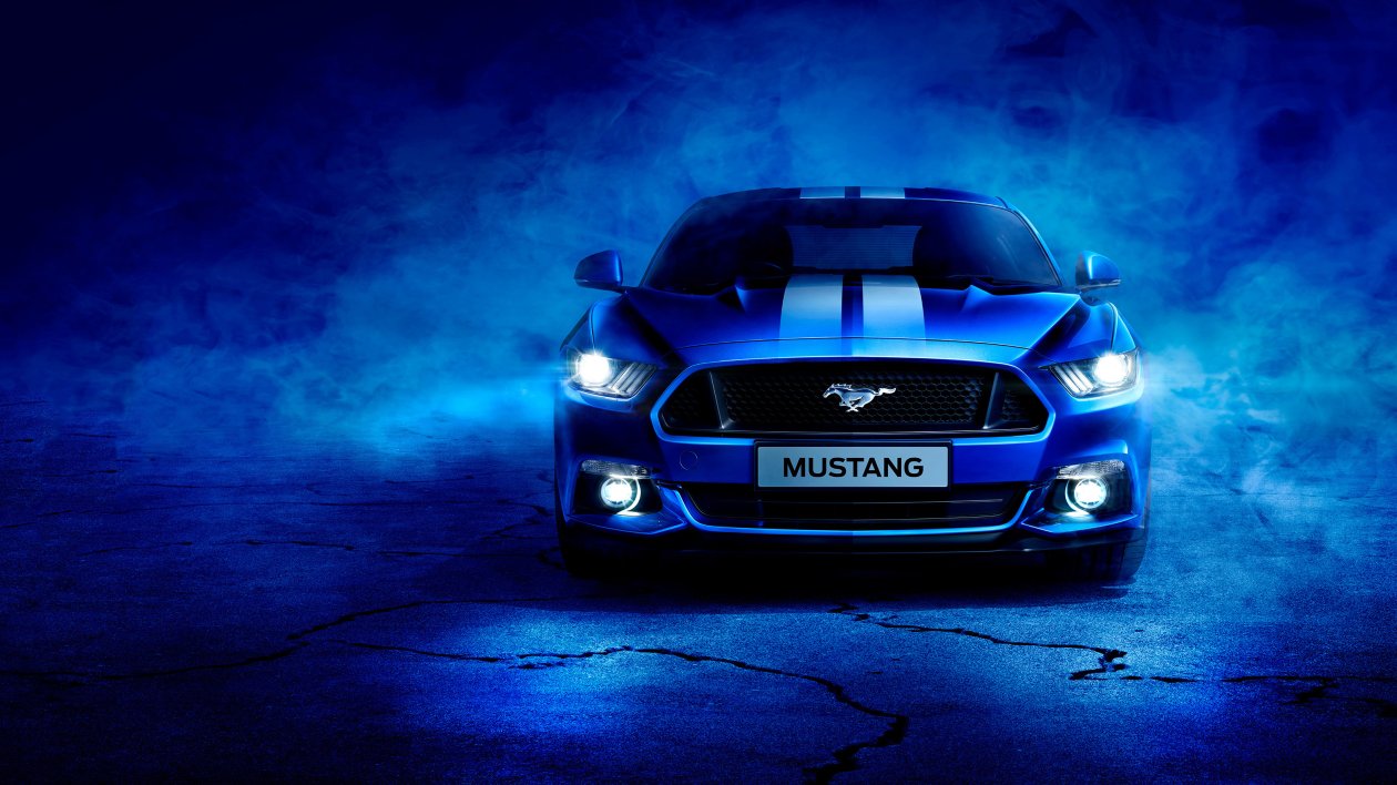 Blue Ford Mustang