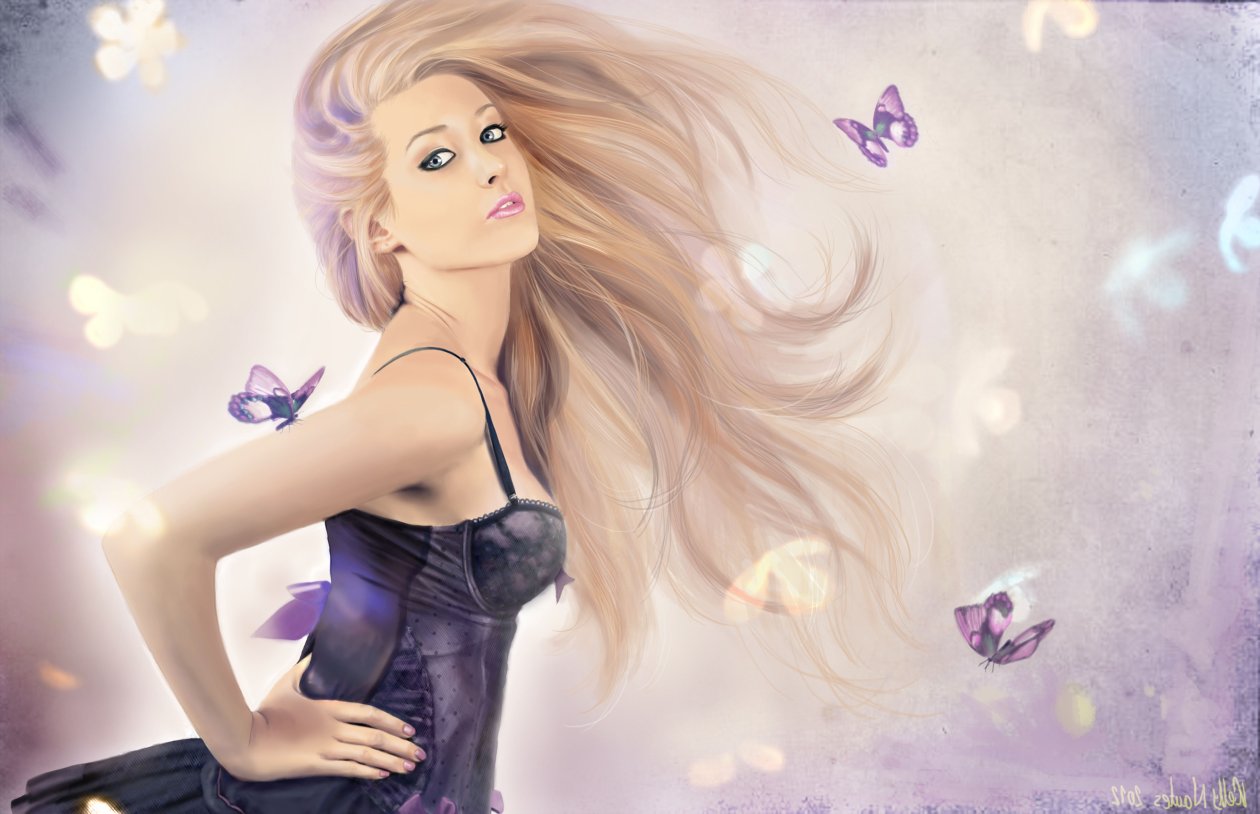 Fond d'écran Girl With Butterflies