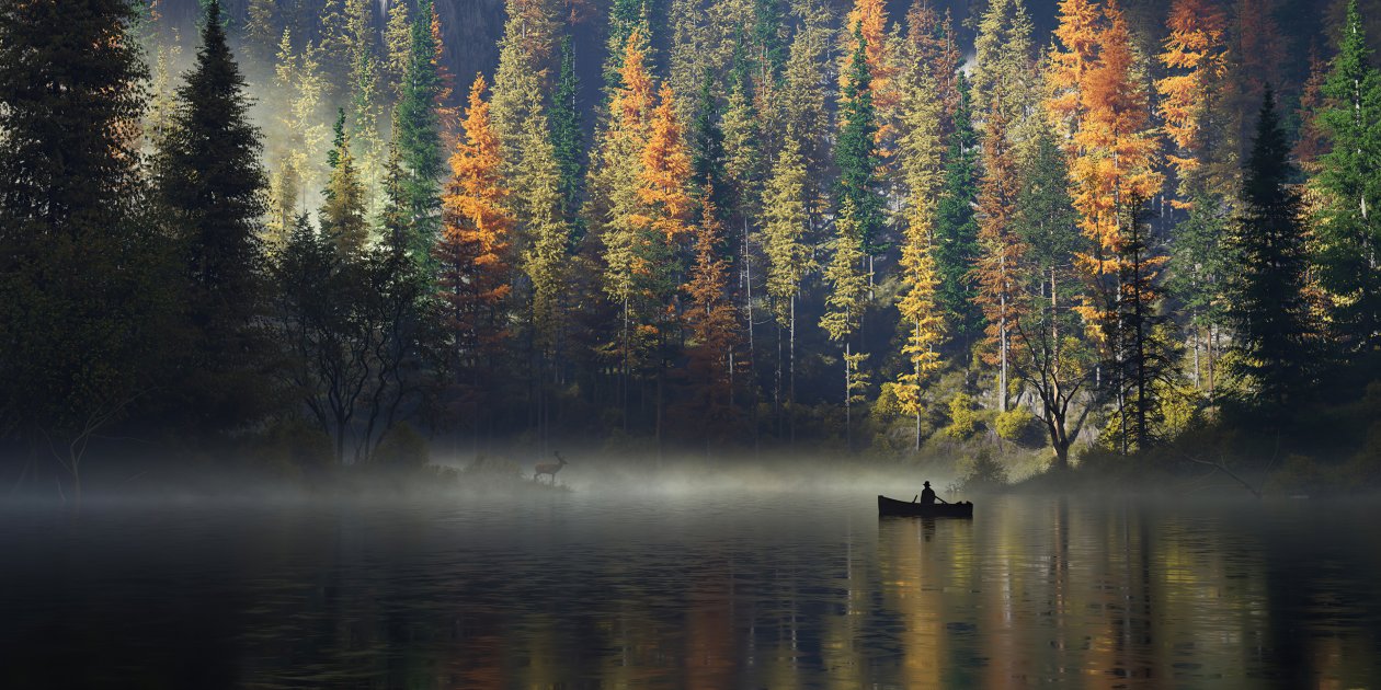 Calm Morning Boat Man